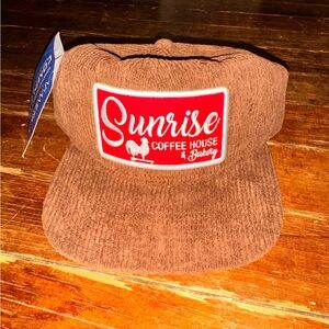 NWT Sunrise Coffee House & Bakery Brown Corduroy SnapBack